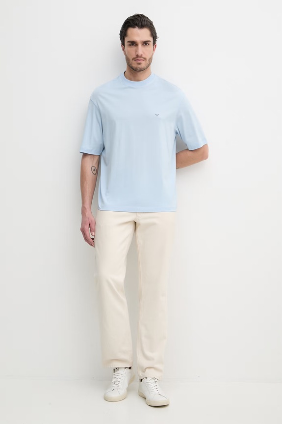 Emporio Armani t-shirt bawełniany EM005737.AF24470 niebieski SS26