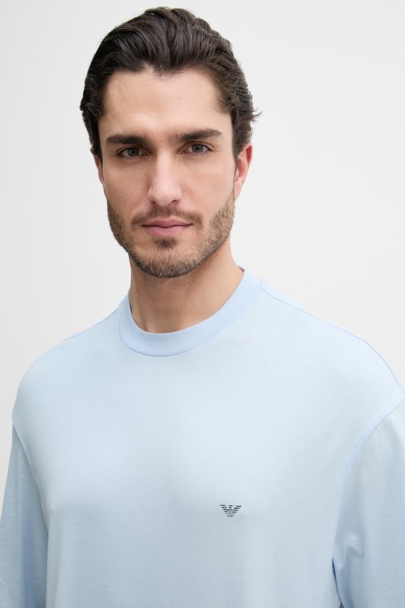 Emporio Armani t-shirt bawełniany niebieski EM005737.AF24470
