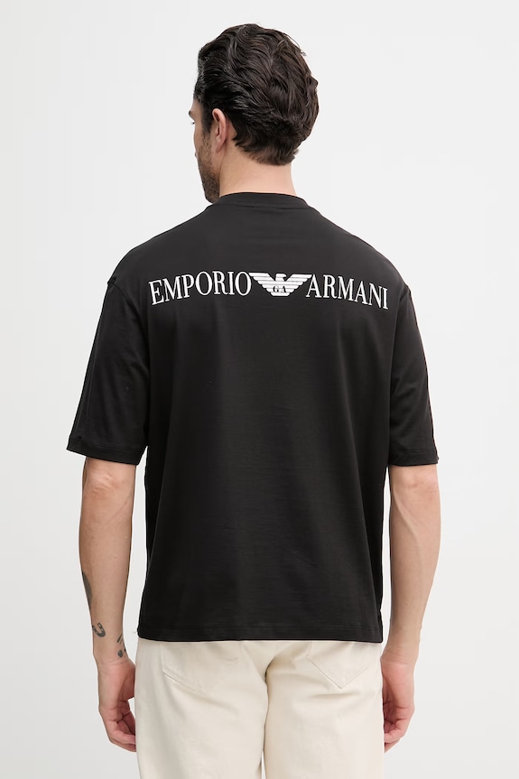 Bavlněné tričko Emporio Armani potisk černá EM005737.AF24470