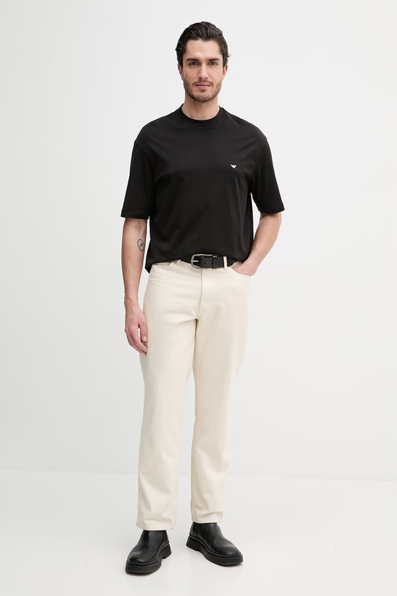 Bavlněné tričko Emporio Armani EM005737.AF24470 černá SS26