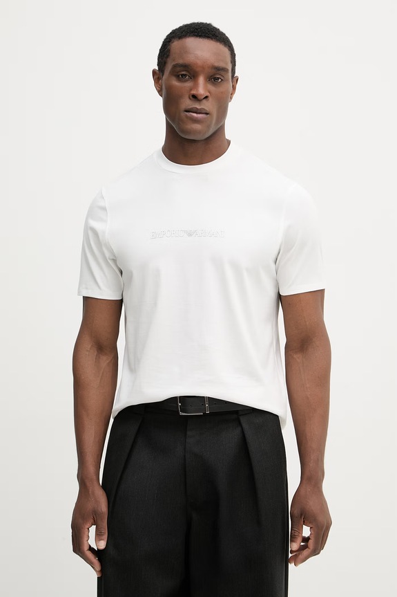 Хлопковая футболка Emporio Armani хлопок бежевый EM004583.AF13669