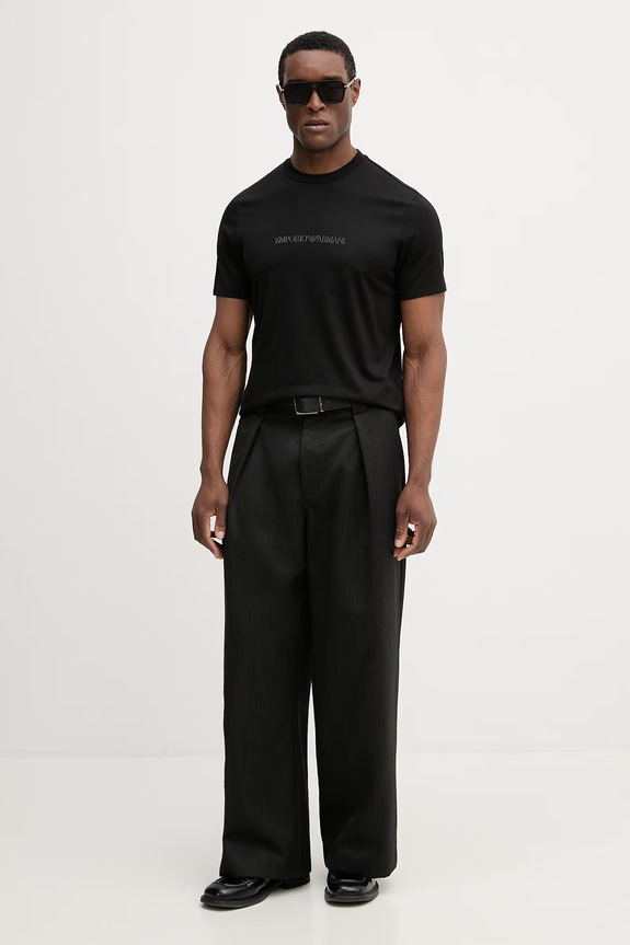 Хлопковая футболка Emporio Armani EM004583.AF13669 чёрный SS26