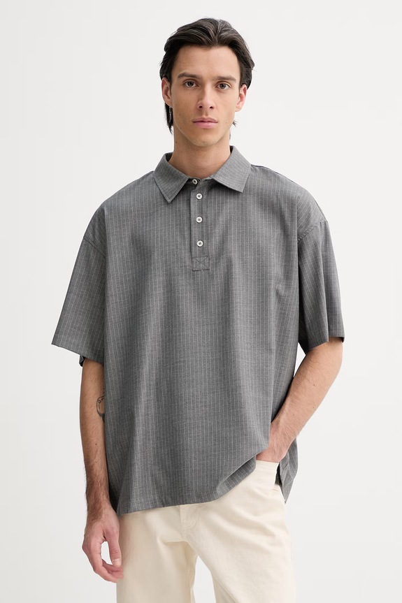 American Vintage tricou polo relaxed gri MYRO07A