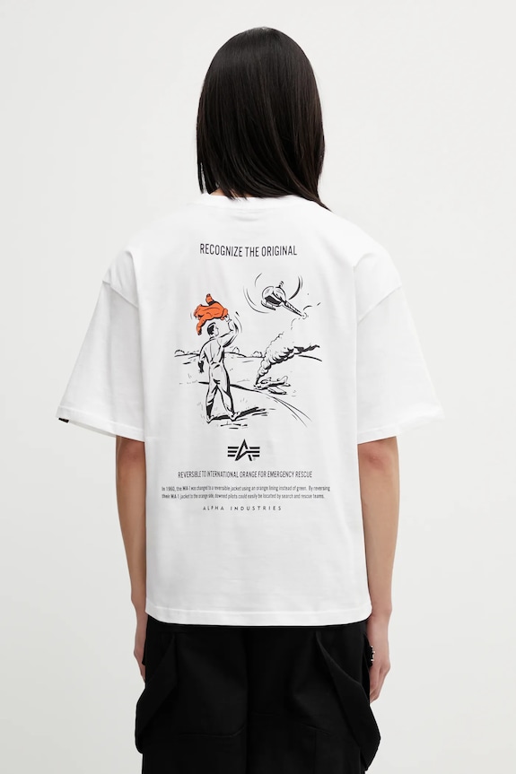 Alpha Industries t-shirt bawełniany Emergency Rescue nadruk biały 258523