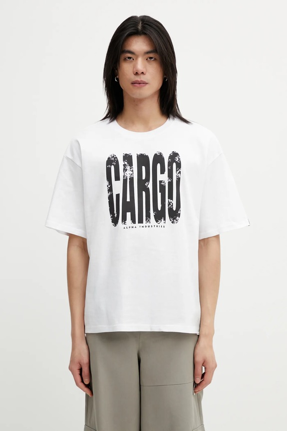Alpha Industries t-shirt bawełniany Cargo Print nadruk biały 266544
