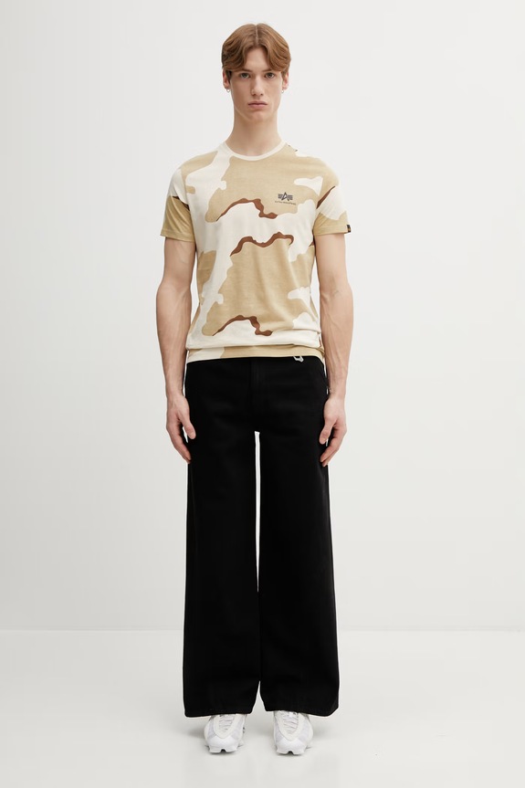 Alpha Industries t-shirt in cotone Backprint 128507C beige