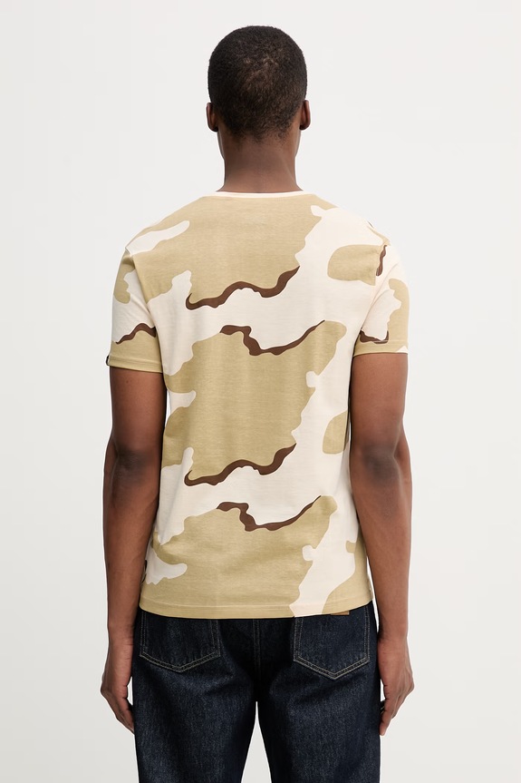 Odzież Alpha Industries Basic Small Logo T-shirt bawełniany męski 188505C beżowy