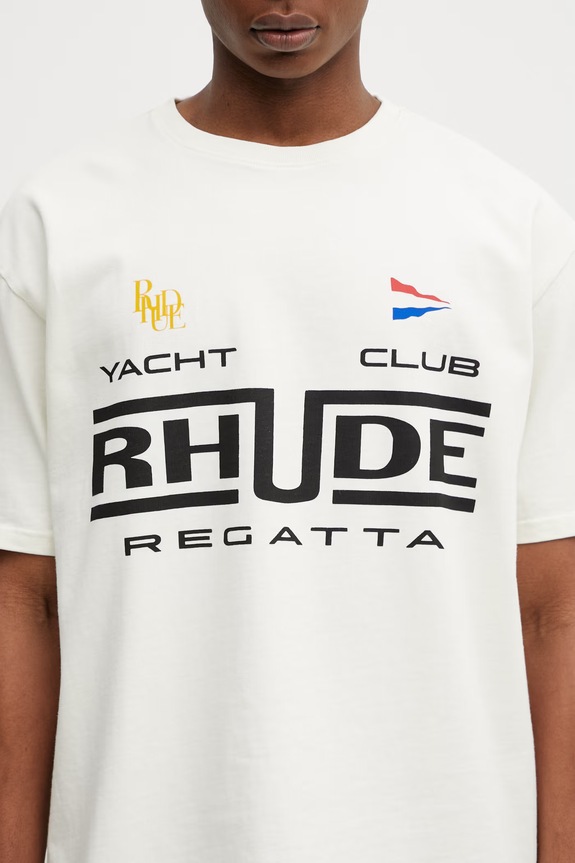 RHUDE t-shirt in cotone Regatta Club beige RHPS26TT05012