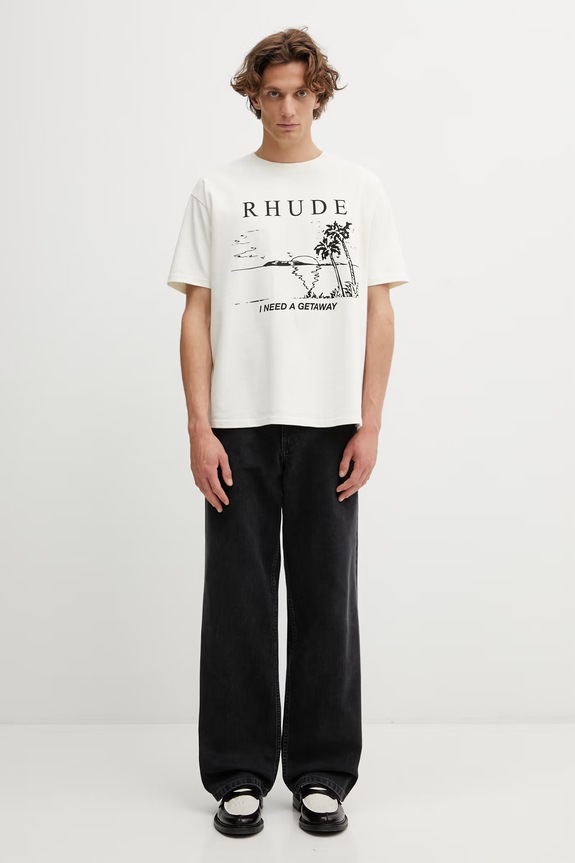 Бавовняна футболка RHUDE I Need A Getaway RHPS26TT09012 бежевий