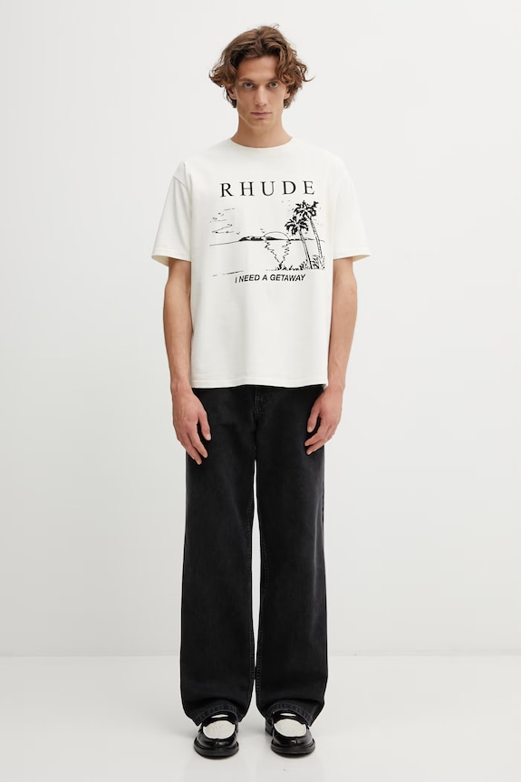 Бавовняна футболка RHUDE I Need A Getaway RHPS26TT09012 бежевий
