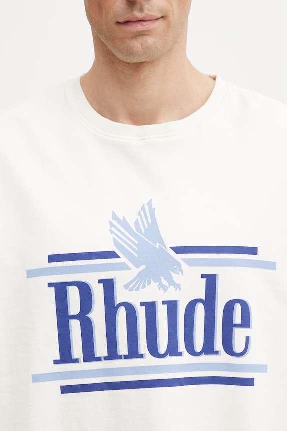 RHUDE Rossa tricou din bumbac bărbătesc bej RHSS26TT01012