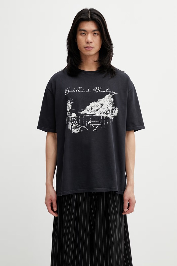 RHUDE Montenegro Morada t-shirt in cotone da uomo nero RHSS26TT06012