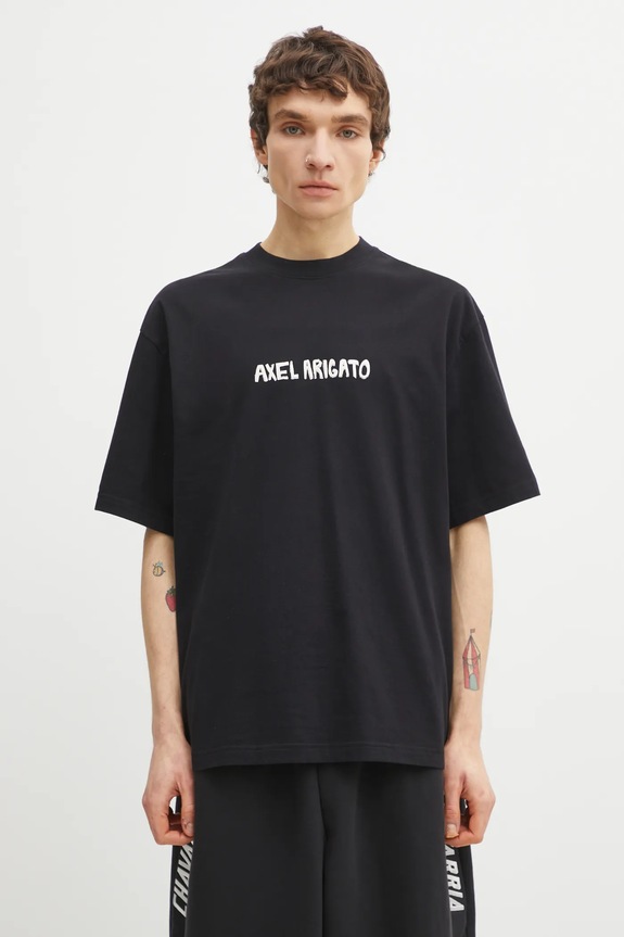 Памучна тениска Axel Arigato Bale T-Shirt свободна черен A3845001