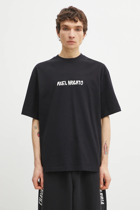 Памучна тениска Axel Arigato Bale T-Shirt свободна черен A3845001