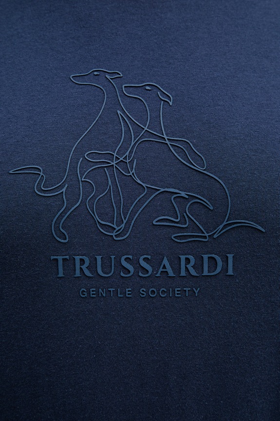 Βαμβακερό μπλουζάκι Trussardi G0278300125N σκούρο μπλε