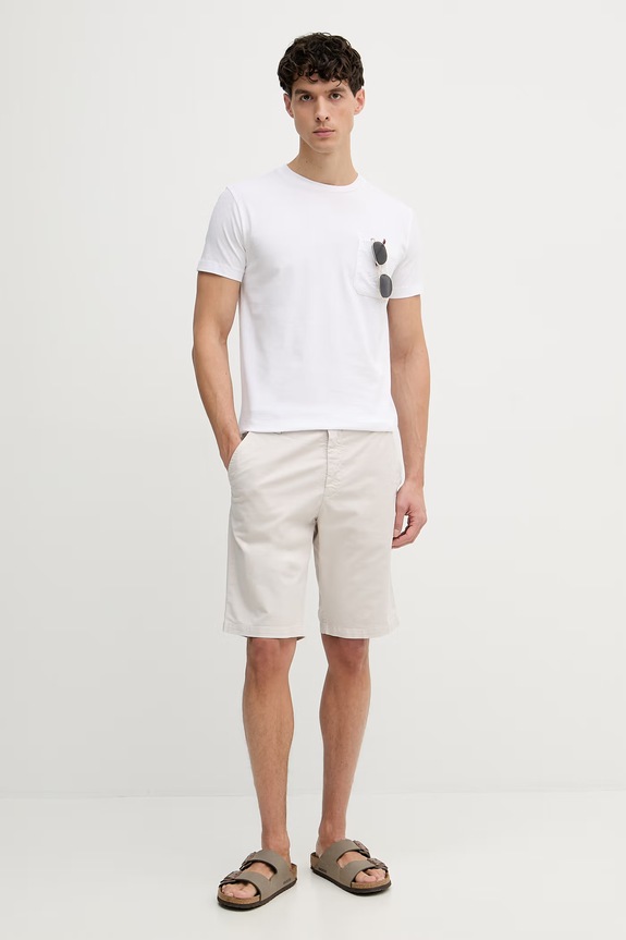 Trussardi tričko pánske bavlnené G0298100128N biela SS26