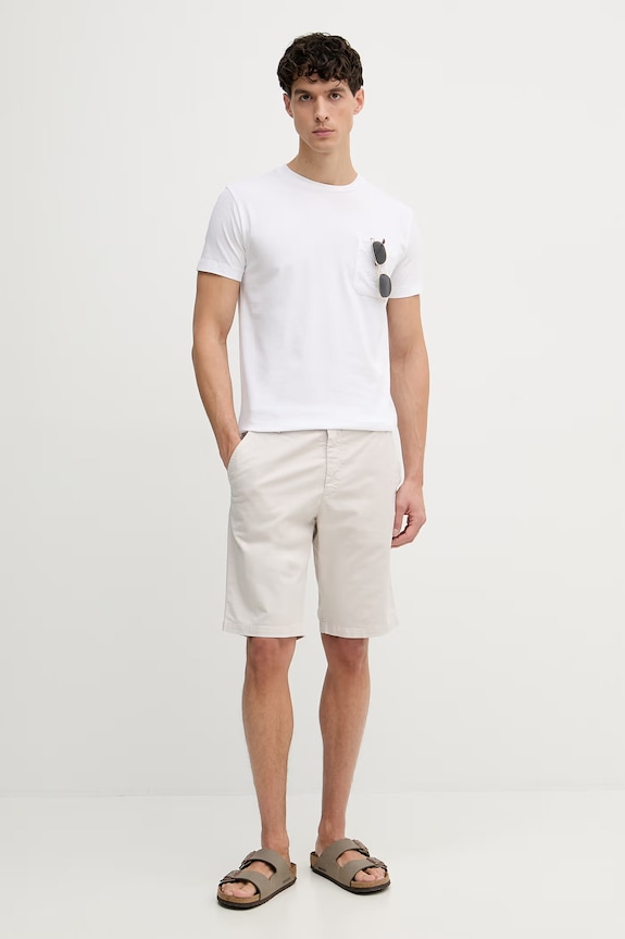 Trussardi tričko pánske bavlnené G0298100128N biela SS26