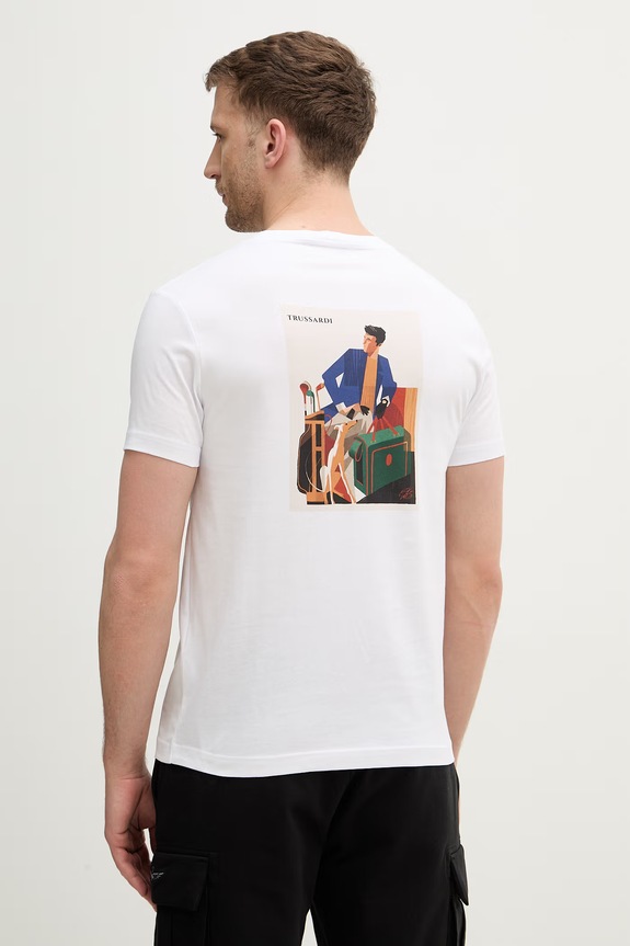 Βαμβακερό μπλουζάκι Trussardi βαμβάκι λευκό G0698000164N