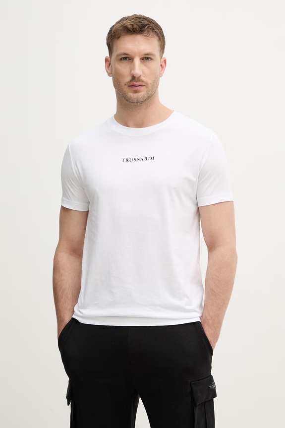 Ρούχα Βαμβακερό μπλουζάκι Trussardi G0698000164N λευκό
