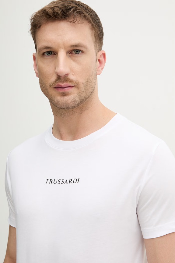 Βαμβακερό μπλουζάκι Trussardi λευκό G0698000164N