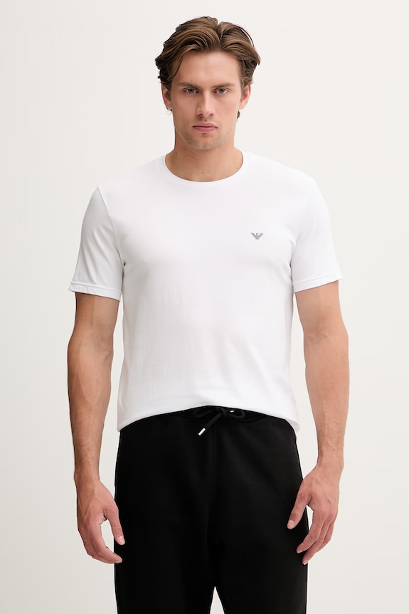 Emporio Armani Underwear T-shirt basic męski bawełniany z elastanem 2-pack granatowy EM000391.AF18881
