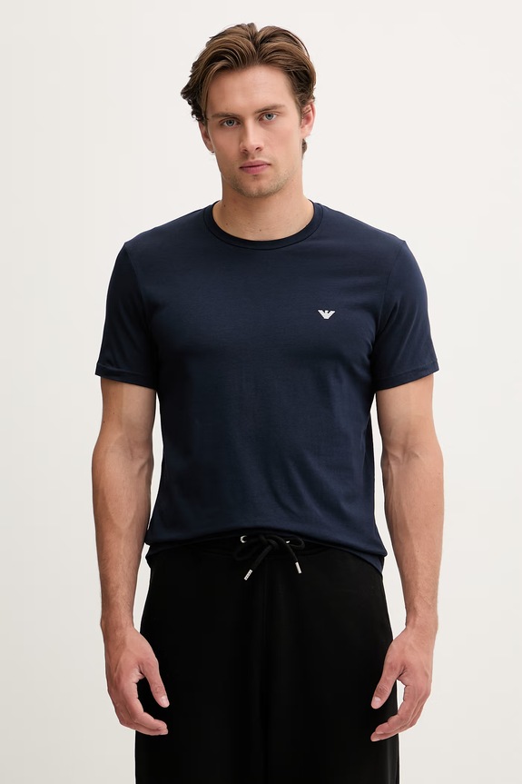Emporio Armani Underwear T-shirt basic męski bawełniany z elastanem 2-pack EM000391.AF18881 granatowy SS26