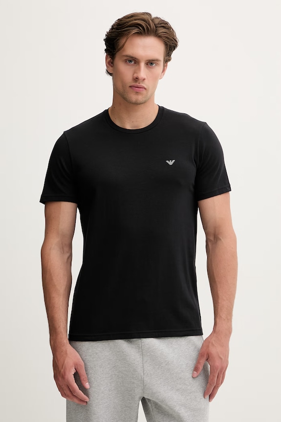 Emporio Armani Underwear T-shirt basic męski bawełniany z elastanem 2-pack czarny EM000391.AF18881