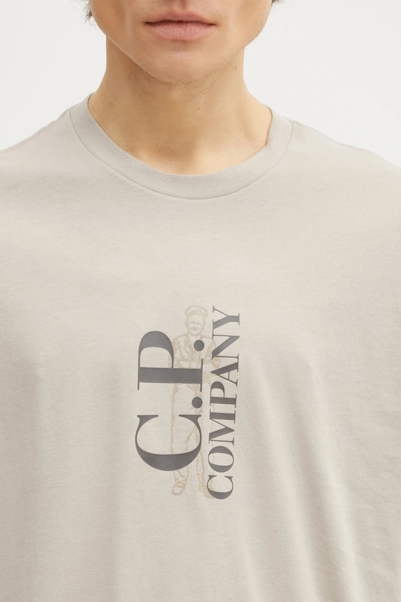 Хлопковая футболка C.P. Company бежевый 20CMTS084A005100W