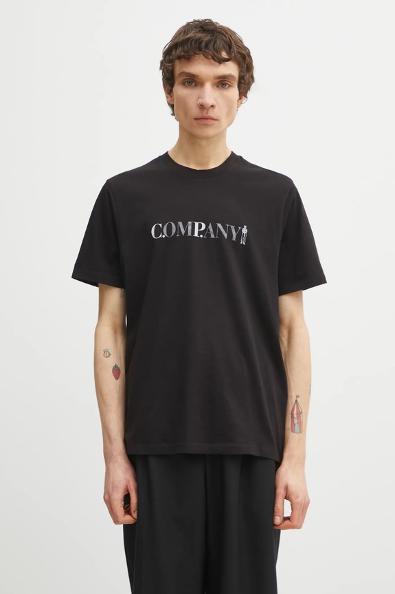 Хлопковая футболка C.P. Company печать чёрный 20CMTS085A005100W