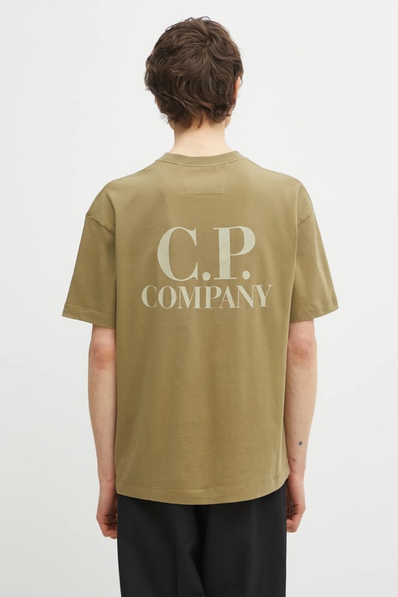 Хлопковая футболка C.P. Company печать зелёный 20CMTS086A005100W