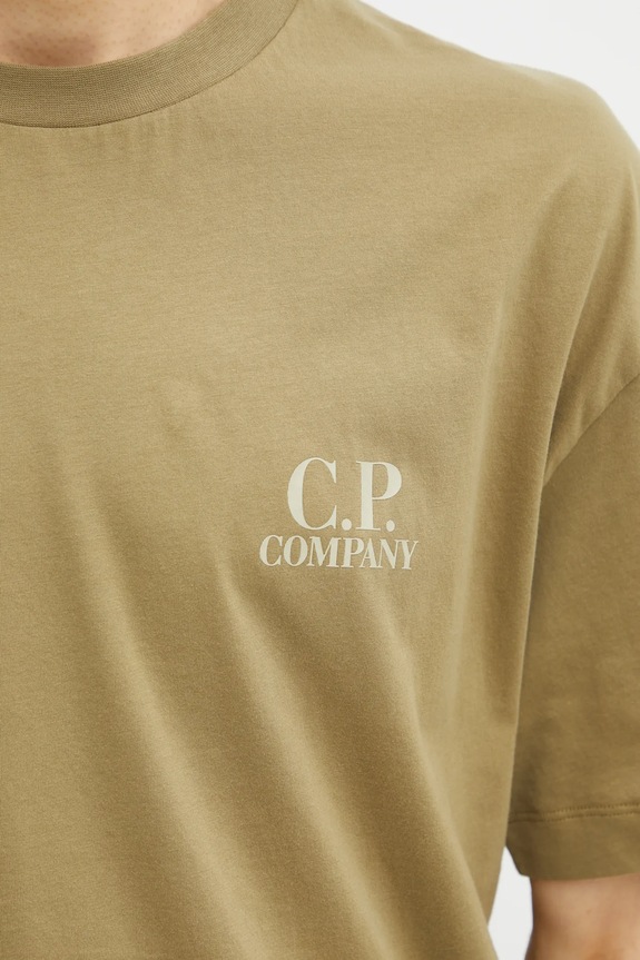 Bombažna kratka majica C.P. Company zelena 20CMTS086A005100W