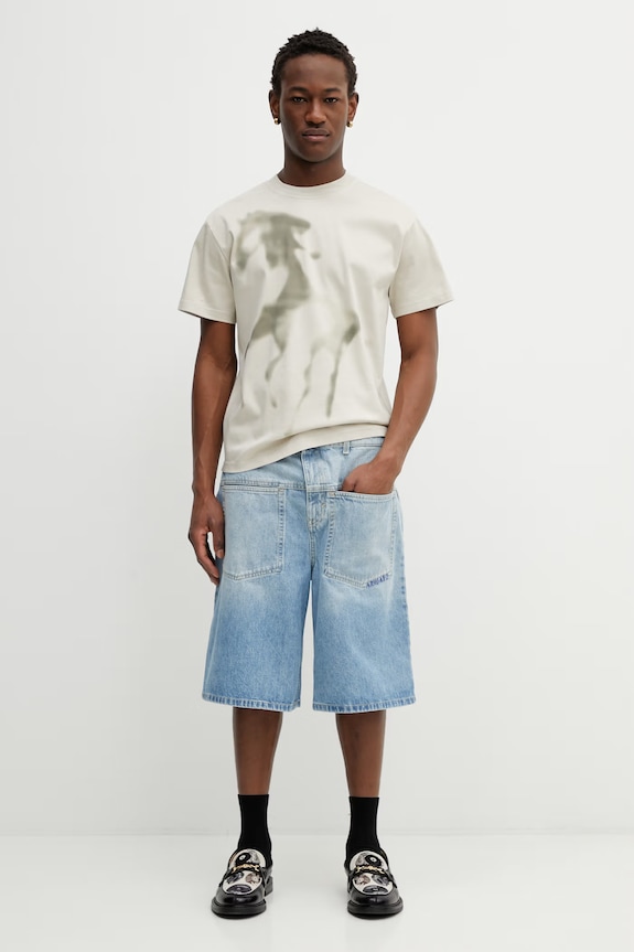 Bombažna kratka majica Heliot Emil SS26PRE.M.09.159.LST18 bež