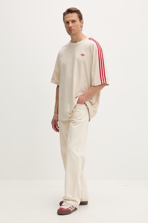 adidas Originals T-shirt męski bawełniany KE1589 beżowy SS26