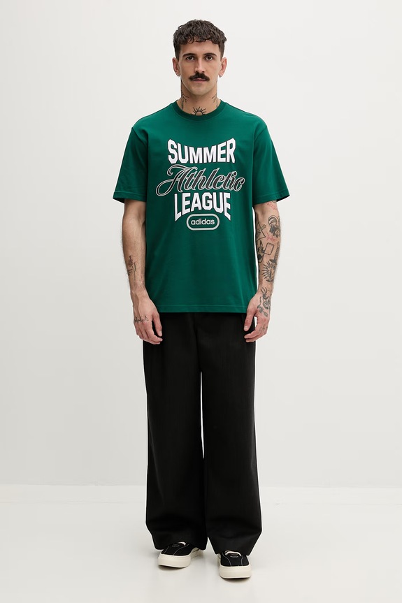 adidas Originals tričko pánske bavlnené KE2235 zelená SS26