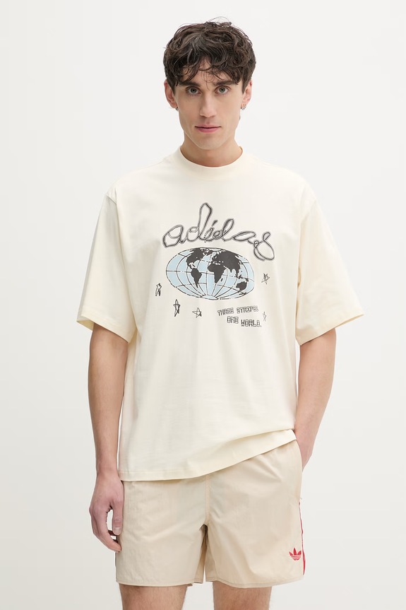 adidas Originals t-shirt ανδρικό βαμβακερό μπεζ KU9207