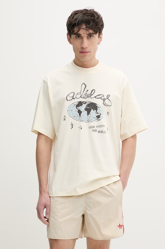adidas Originals t-shirt ανδρικό βαμβακερό μπεζ KU9207