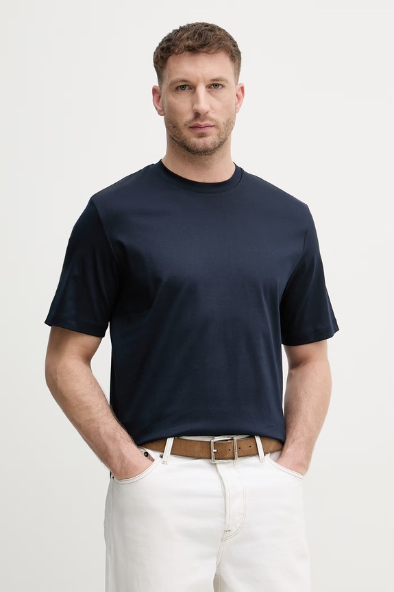 Sisley tricou pentru bărbați, din bumbac bleumarin 3H6TS104S