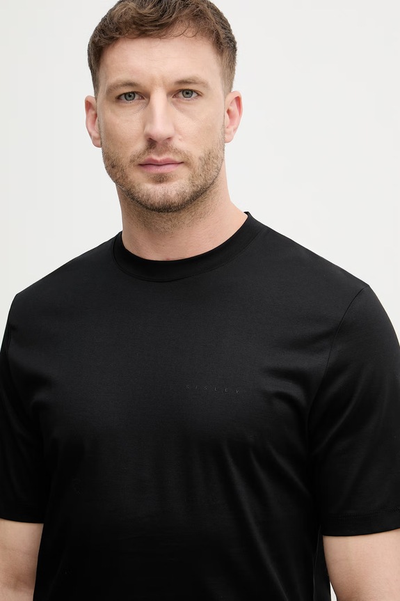 Sisley tricou pentru bărbați, din bumbac negru 3H6TS104S