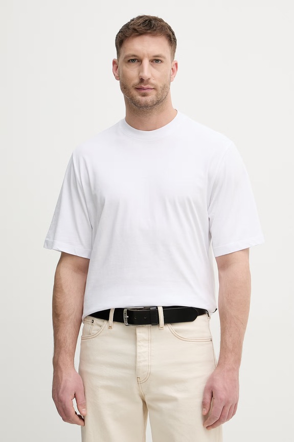 Sisley t-shirt męski bawełniany biały 3UYBS104T.
