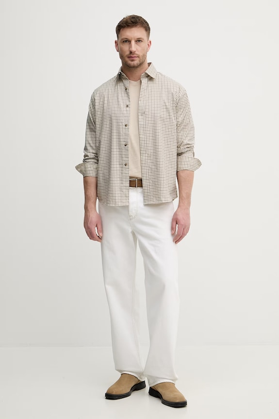Sisley t-shirt męski bawełniany 3UYBS104T. beżowy SS26