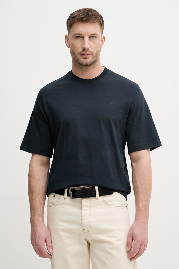 Sisley t-shirt męski bawełniany granatowy 3UYBS104T.