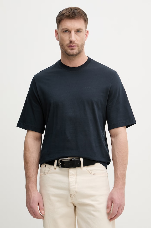 Sisley t-shirt męski bawełniany granatowy 3UYBS104T.