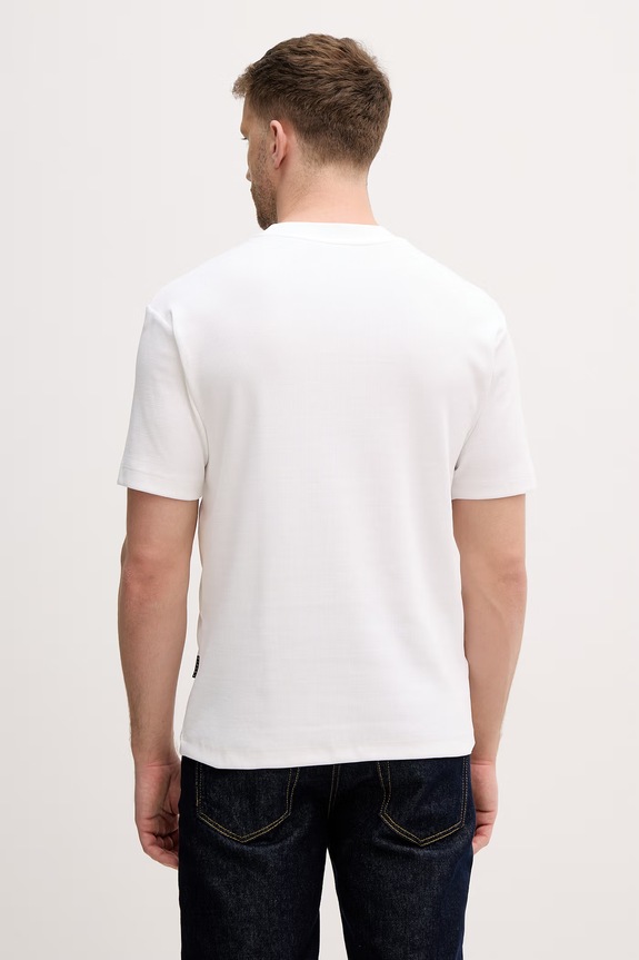 Odzież Sisley t-shirt męski bawełniany 3WIZS104Z biały