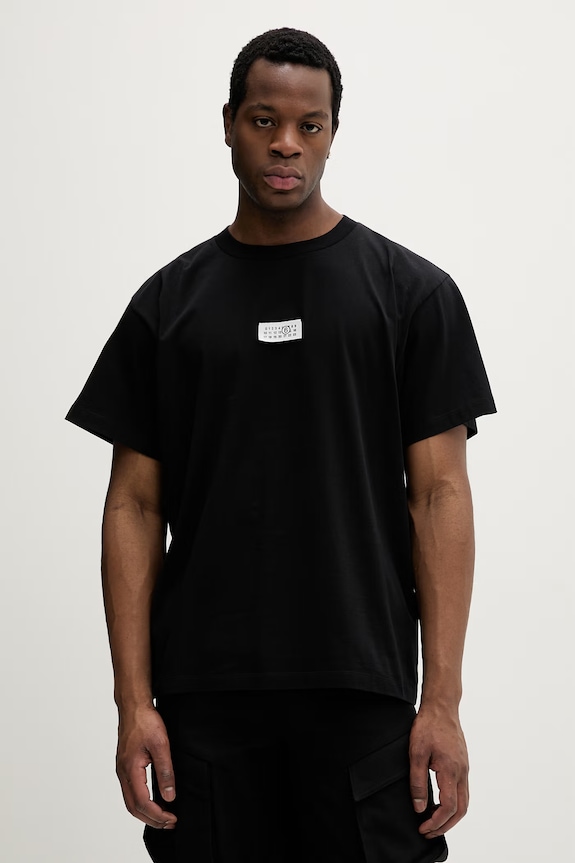 Памучна тениска MM6 Maison Margiela щампа черен SH0GC0032.M20170