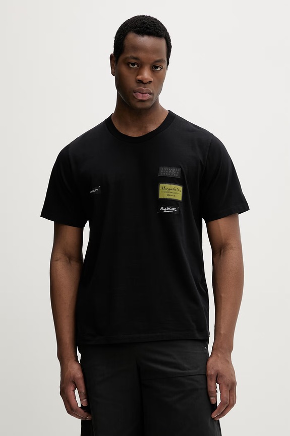 Bavlněné tričko MM6 Maison Margiela nášivka černá SH0GC0069.S24311