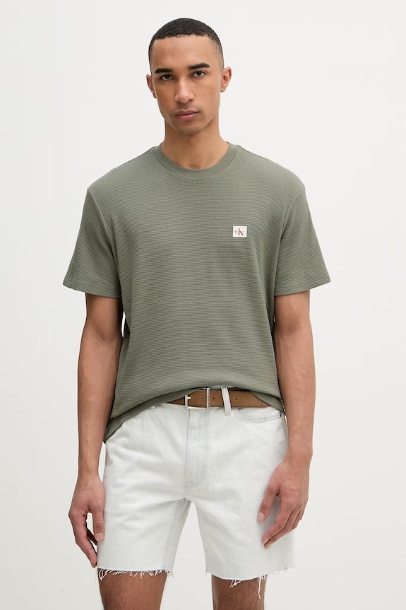 Calvin Klein Jeans majica za muškarce s pamukom zelena LV04RD008G