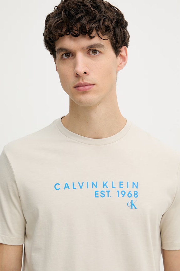 Calvin Klein Jeans tricou pentru bărbați, din bumbac bej LV04RF800G