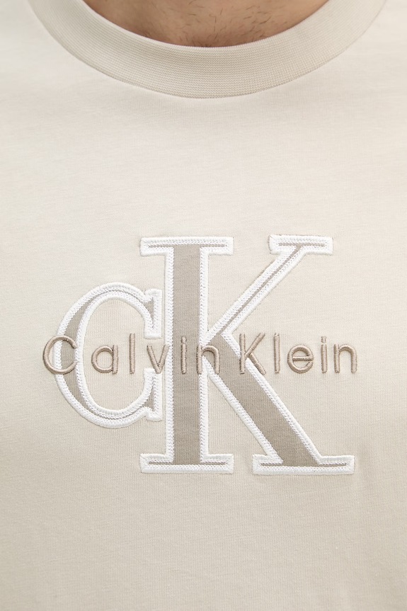 Calvin Klein Jeans T-shirt męski bawełniany LV04RF819G beżowy