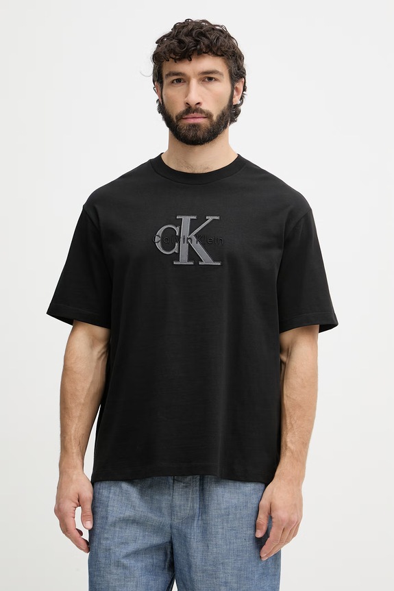 Calvin Klein Jeans tričko pánske bavlnené čierna LV04RF819G