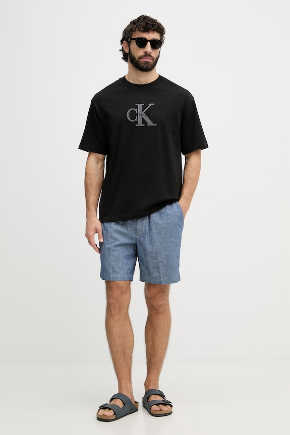 Calvin Klein Jeans tričko pánske bavlnené LV04RF819G čierna SS26